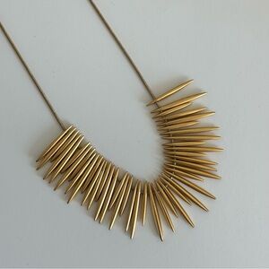Madewell Gold toned spike / bone / spear necklace 21’
